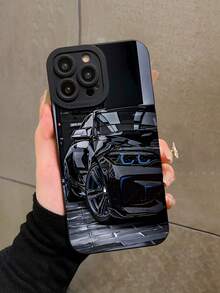 1pc Black Sports Car Painted Personalized Pattern Full Coverage TPU Shockproof Phone Case Compatible With Apple 17 16 15 14 13 12 11 Pro Max And Series - Multicolor - View 1