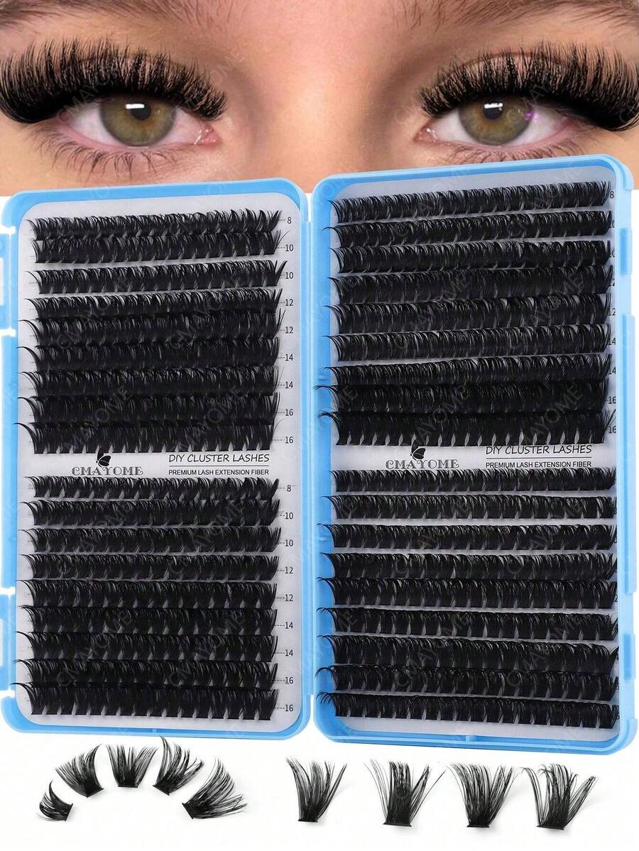 720/666/648/708/684/576/200pcs Large Capacity False Eyelashes, Portable False Eyelash Book, Suitable For Beginners, Soft Natural Look, Thick Fluffy Single Cluster Eyelashes, Long-Lasting Lightweight, Suitable For Daily Makeup, Home DIY, Classic Segmented Eyelashes