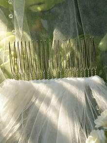 Minimalist Beaded Bridal Veil, Lightweight Wedding Veil, Versatile Mori Style, Bridal Daily Accessory - Multicolor - View 7