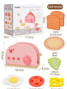 Wooden Pretend Play Bread Maker Toy For Kids, Role Play Toaster, Birthday Gift - Multicolor - View 12