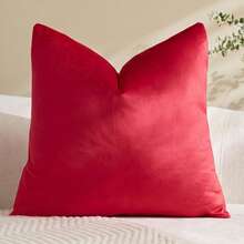 1pc/2pcs Velvet Red Solid Color Decorative Throw Pillow Cover (Pillow Insert Not Included), Square Cushion Cover, Holiday Home Decor Pillow, Soft & Comfortable Linen-Like Fabric, Modern Decor For Sofa, Bedroom, Dorm - Red - View 11