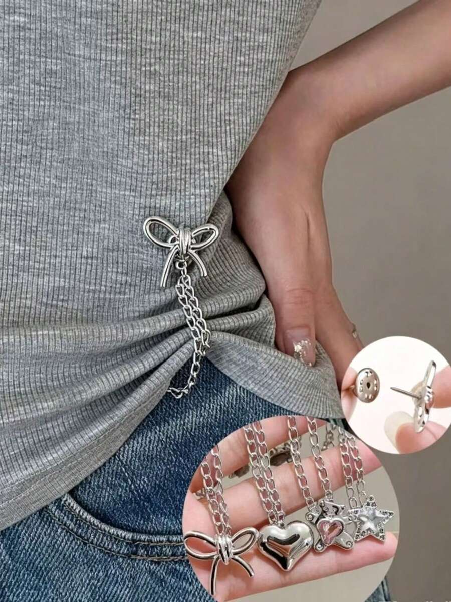 4 Pcs Multi-Functional Adjustable Hem Anti-Dragging Fixer, Suitable For Wide-Leg Pants, Shorten Clothing Hem Length, No-Punch Decoration - Multicolor - View 1