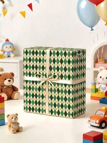3/2/1 Roll Of Vintage Geometric Gift Wrapping Paper ; This Paper Is Perfect For Holiday Gift Wrapping, Children's Birthdays, Vintage-Themed Parties, Christmas Gift Wrapping,Circus-Themed Celebrations, And British-Style Gifting. - B - View 4