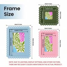 1pc Wavy Scalloped Edge Photo Frame, 4x4/4x6/5x7 Inch UV Printed Floral Border Picture Frame, Desktop Stand & Wall Mount Display Frame, Bohemian Sweet Style Home Decor, Suitable For Bedroom Living Room, Pink/Light Blue/Dark Green (Random Photo Paper) - 1PC - View 3