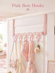 Pink Bow-Shaped Metal Hook, Door-Hanging Design, Elegant Bow Towel Hook Rack, Cute Room Decor, Suitable For Girls' Room, Cabinet, Living Room, Bathroom And Bedroom, Space-Saving And Multi-Functional Decoration - Multicolor - View 6