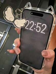 1pc Y2k Transparent Cat Ear Phone Case, Compatible With IPhone 17 Pro Max 17 Pro Air 16 15 14 13 12 11 Pro Max Plus X XS XR 8 7, With Cartoon Cat Pendant, Soft Silicone Protective Cover - Musical Note Pendant - View 3