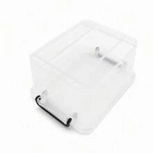 37cm Clear Plastic Storage Box With Lid, Stackable Organizer Bin For Crafts, Office Supplies, Small - Size 13L/27L/42L/62L/88L/109L Options - Black - View 4