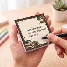 4 Packs Total 200 Sheets Vintage Library Sticky Notes 75x75mm 3x3 Inch, Book & Coffee Writing Theme Self-Adhesive Memo Pads, Nostalgic Study Planner To-Do List Desktop Reminder Stickers, School Office Stationery Supplies - 75 X 75 mm - View 3