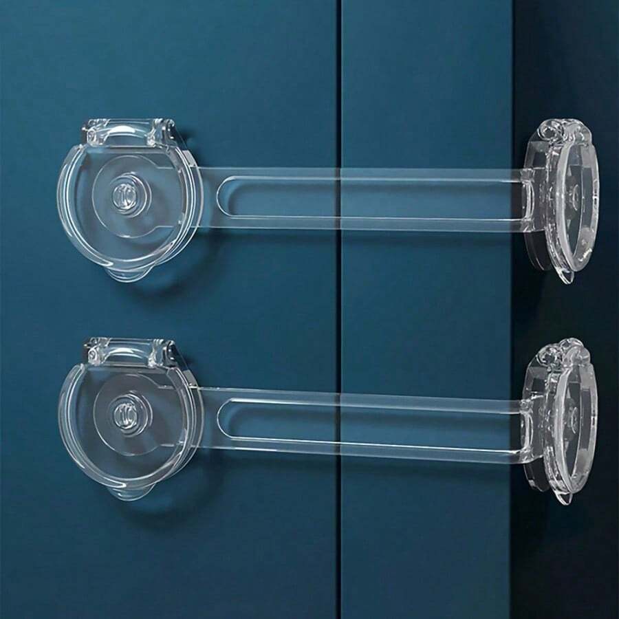 Cabinet Safety Lock - Polyethylene, Transparent Design, Suitable For Drawers, Refrigerators, Cabinets And Storage Rooms - And Easy To Install Protective Lock. Cabinet Safety | Transparent Lock | Easy To Install Lock, Suitable For Child Safety Lock