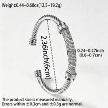 Thick Silver Twisted Rope Braided 18K Gold Plated Stainless Steel Bracelet, Unisex, Suitable For Daily, Party, Hip-Hop Street Style - Silver - View 6