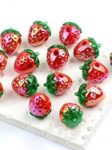 2/10/20pcs Red Strawberry Acrylic Beads, Suitable For DIY Bracelets, Keychains, Phone Charms, Jewelry Making, Earrings And Handmade Craft Accessories - Multicolor - View 6