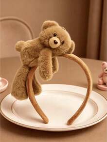 1pc Cute 3D Bear Ear Plush Headband, Fluffy & Sweet, Versatile Hair Accessory For Daily Face Washing - Multicolor - View 1