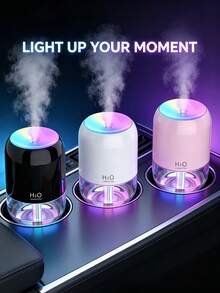 Pelembap Udara Mini untuk Mobil 200ml, Pelembap Udara Kabut Dingin Portabel dengan Lampu Ambient RGB, Pelembap Udara Ringkas untuk Tempat Gelas, Dilengkapi dengan 1 Botol Minyak Esensial untuk Meningkatkan Aroma Mobil, Cocok untuk Mobil, Kantor, Kamar Tidur, Perjalanan, Rumah, dan Ruang Pribadi - silinder - View 1