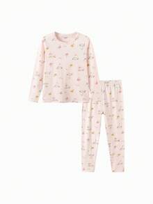 Balabala Tween Girls Sweet Skin‑Friendly Girls Underwear Set Soft Top & Pants For Spring Autumn - Red Hue - View 1