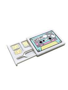 Vintage Cassette Tape Design Printed SIM Card Storage Box With Ejector Pin, Phone Card Organizer, Reusable, Perfect Holiday Gift For Family, Partner And Friends - Multicolor - View 12
