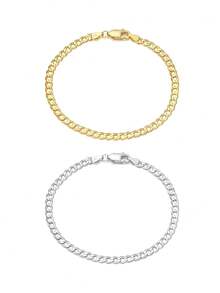 ORSA JEWELS 1件 925純銀手鍊，獨特鑽石切割鏈條設計，精緻珠寶，週年紀念最佳禮物 - 金黃色 - 查看 5