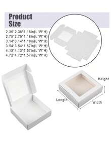 5/10/30pcs White Small Gift Boxes With Transparent Display Window, Suitable For Jewelry, Soap, Candy Packaging, Handmade Paper Boxes, Decorative Flat Gift Boxes, Can Be Used For Gifts, Handicrafts, Wedding Parties And Bridal Showers - White - View 3