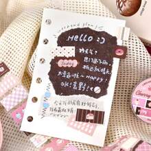 Jilu Xin's Lovers Afternoon Tea Movement Series Writable Tape, Minimalist Salt-Style Plaid Planner Background Sticker - A - View 2