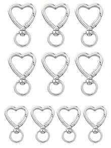 10/30/60/100pcs Heart-Shaped Keychain Swivel Hooks, Key Ring Making Accessories Pendant Carabiner Clips DIY Handmade Cute Spring Buckle Key Rings, Handbags - Color Mixing - View 22