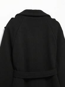 DEEKA 秋冬新款女款歐美風時尚經典雙排扣羊毛風衣附腰帶 - 黑1 - 查看 8