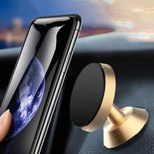 1pc Metal Round Mini Magnetic Phone Holder, Car Multi-Function Phone Navigation Mount, Car Dashboard Mount - Multicolor - View 7