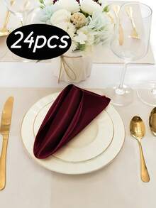 6/12/24pcs Square Satin Napkins, Glossy Silk Napkins, 17 X 17 Inches, Soft Smooth Fabric, Suitable For Wedding Reception Party Decoration (Burgundy) - Burgundy - View 8