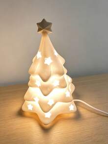 Christmas Tree-Shaped Lampshade, Nightlight Cover, Holiday Decoration, Star-Cutout Ambient Light Shade; Minimalist 3D-Printed Christmas Tree Lampshade-A Creative Tabletop Ornament For The Bedroom. - Multicolor - View 5