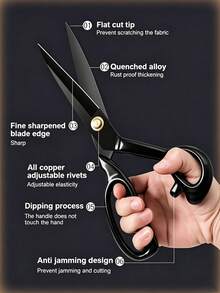 1pc Fabric Sewing Scissors,10 Inch Heavy Duty Professional Tailor Scissors,For Fabric And Leather Cutting,Sewing Trimming,Home Office Artists Dressmakers,DIY Christmas For Holiday Gift Giving - A - View 8