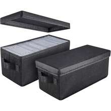 UENTIP Cajas de Almacenamiento para CD - Paquete de 2 Soportes - 13.3 x 5.9 x 5.3 Pulgadas, Contenedor Con Capacidad para 30 CDs en Fundas de Joyería Completa o 60 en Fundas Delgadas - Multicolor - Ver 1