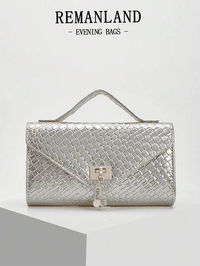 REMANLAND Tas Clutch Amplop Wanita Elegan Warna Polos, Tas Tangan Malam yang Elegan, Desain Kunci Lipat, Cocok untuk Tamu Pernikahan, Pesta Malam, Pesta Dansa, dan Acara Formal