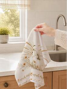 2PCS Kitchen Towels Autumn Pumpkin Plant Illustration Print 40*60cm Minimalist Style Rectangular Microfiber Kitchen Towels, Dish Cloths, Tablecloths, Hand Towels, Bathroom Kitchen Decor, Home Decor, Housewarming Gift For Neighbors, Perfect For Kitchen And Bathroom Use, Suitable For Housewives And Family Gatherings, High Cost-Performance, Home Essential - Apricot - View 7