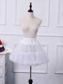 1pc A-Line Lolita Petticoat, Lightweight White Ruffle Cute Gothic Y2K Aesthetic Streetwear Underskirt - White - View 7