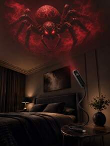 2-Style Devil Spider & Devil Bat Effect Light, Realistic 360° Rotating USB Powered Lamp For Halloween Bedroom Decor, Haunted Party And Holiday Atmosphere - Multi-color light - View 2