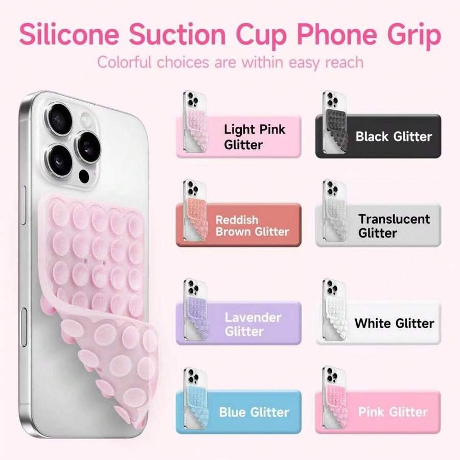 1 buah Pegangan Ponsel Silikon Berkilau dengan Perekat, Stiker Penahan Ponsel Perekat Diri yang Dapat Digunakan Kembali, Bantalan Perekat Belakang Ponsel Anti Selip untuk Smartphone, Aksesori Ponsel Aneka Warna, Hadiah Praktis untuk Anak Perempuan dan Wanita