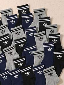 5/10/20 Pairs Random Color Sports Crew Kids Socks, Fall Halloween Christmas Socks, School Boys & Girls Essentials, Soft & Breathable Daily Outfits - Multicolor - View 4