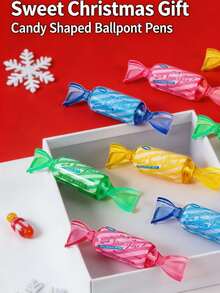 10pcs Random Color Candy-Shaped Neutral Pens, Mini Portable Blue Ink, Gift Bag, Christmas Holiday Gift For Colleagues, Friends, Back To School - Candy Pen Gift Bag - View 8