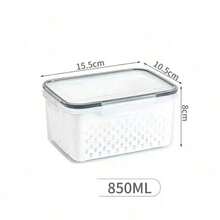 6pcs Plastic Food Storage Containers With Lids, Multi-Functional Airtight Fresh-Keeping Boxes For Refrigerator, With Drain Basket Set, Suitable For Fruit, Vegetable And Kitchen Food Storage (3 Drain Baskets + 3 Fresh-Keeping Boxes) - White - View 15