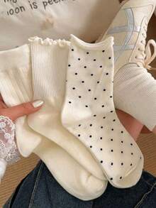 Women's White Short Socks, Thin Casual Fashion Low-Cut Summer - Multicolor - View 2