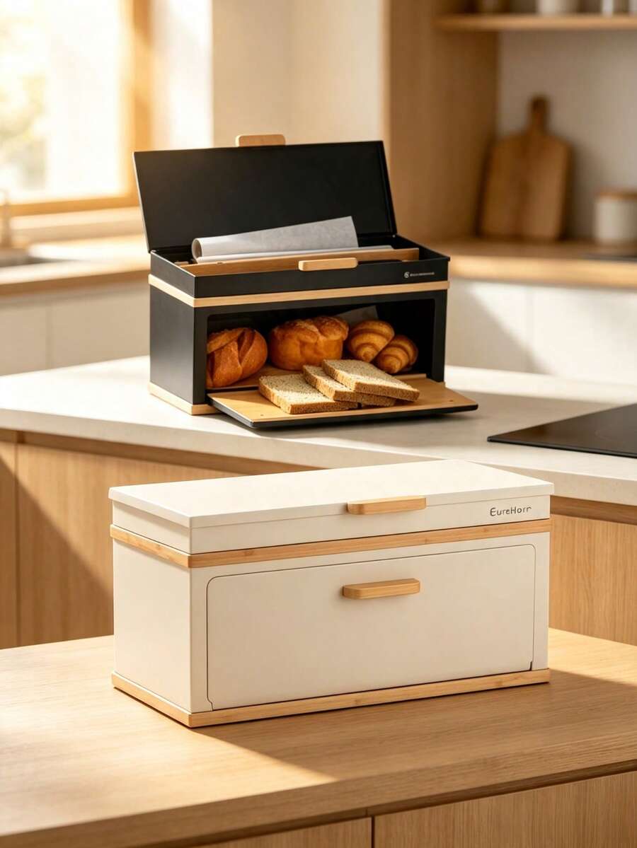 Multifunctional Bread Storage Box; Dust-Proof Container For Toast, Pastries, And Snacks; Bamboo And Wood Bread Box; Dust-Proof And Moisture-Resistant Toast Storage Bin For Kitchen Countertops; Large-Capacity Food Storage Box. - View 1