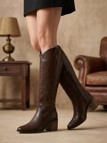 Women Knee-High Boots - Café - View 2