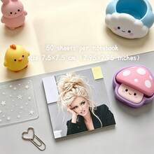 1/4 Pcs Niche Western Retro Hot Girl Square Sticky Notes, Bunhead Cold Beauty Unique Patterns, Thick Paper Non-Bleeding, Suitable For Shopping Lists, Error Marking, Cork Board Decoration, And Prank Card Additions - one-size - View 6
