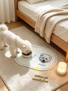 1pc Personalized Custom Pet Feeding Mat, Custom Pet Portrait & Name, Waterproof Non-Slip Oil-Proof Dog Cat Food Mat, Cute Pet Bowl Placemat, Personalized Pet Lover Gift, Home Kitchen Feeding Station Decor - Multicolor - View 3