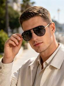 1 Pair Men's Aviator Glasses, Fashionable & Unique High-End Style For Driving, Travel And Outdoor Activities - Multicolor - View 8