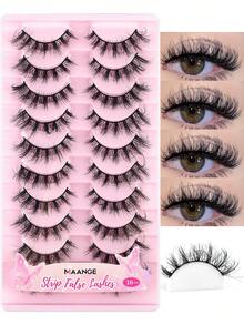 MAANGE 10 Pairs Natural Messy Cat Eye False Eyelashes, Thin Lash Stem, Create Cat Eye Makeup Look, Long And Slender, Soft And Natural, Strip False Eyelashes - Multicolor - View 5