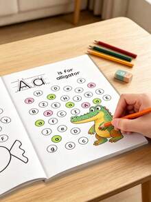 1pc A-Z Uppercase And Lowercase English Letter Tracing Book, 26 Letters Writing Notebook, Pen Control Training Workbook, Ideal Learning Supplies For Home And School, Also As Christmas/Thanksgiving/New Year Gift, Handwriting Practice Book, Back To School Essential - Multicolor - View 5