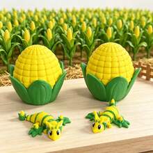 Cute 3D Printed Corn Dragon + Dragon Egg Model Set Plastic Toy Ornament Desktop Decoration Sculpture Figurine Holiday Gift - Multicolor - View 5