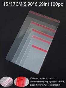 100pcs Clear OPP Self-Adhesive Bags, Double-Layer 5 Mil Transparent Dustproof Plastic Packaging Bags, Multiple Sizes, Resealable Storage Bags For Jewelry, Small Accessories, Keychains, Pendants, Cards, Baking & Gift Packaging - Multicolor - View 21