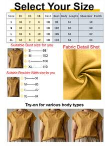 Blusa de verano casual para mujer con cuello y mangas con volantes, diseño elegante y versátil para el trabajo, el hogar y la oficina - Amarillo Mostaza - Ver 6