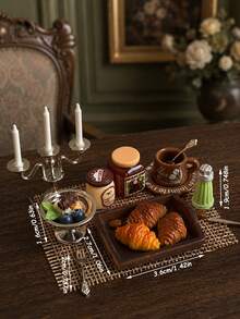 Model Roti Croissant Miniatur, Set Dekorasi Teh Sore untuk Rumah Boneka, Termasuk Model Roti Resin Miniatur, Kopi, Makanan Penutup, Tempat Lilin, Peralatan Makan, Aksesoris Adegan Restoran Miniatur - Satu-Ukuran - View 5