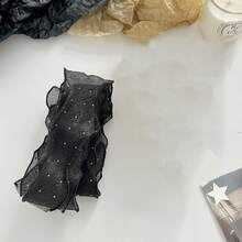 1pc Elegant Black Glitter Tulle Ribbon With Long Tail, Suitable For Bouquets, Wedding Decoration, DIY Craft Accessories And Daily Use - Multiple Styles - View 4